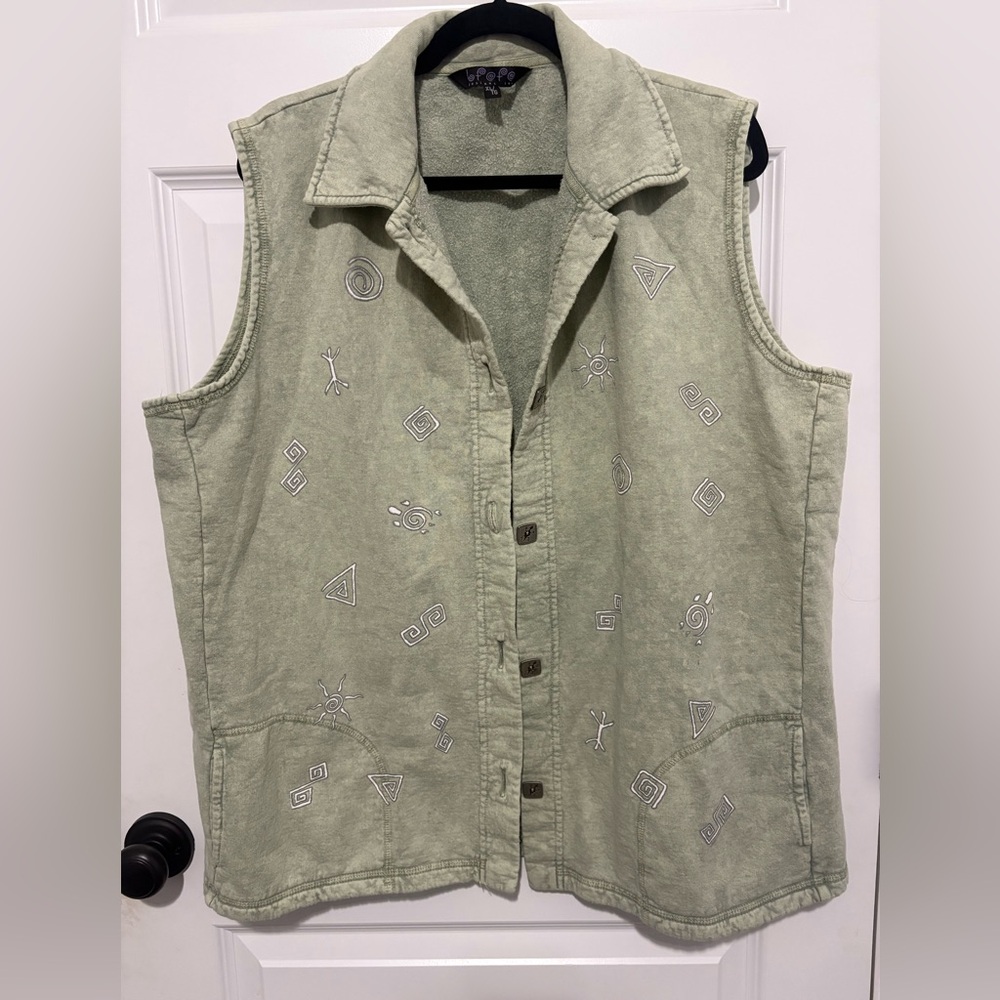 Bfofo Designs Green Aztec Motif Vest Size XL